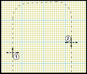 Reverse turn with the line of the second jump in front of the line of the first